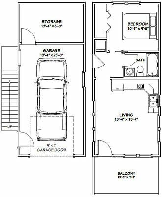 14X32 TINY HOUSE -- 567 sq ft -- PDF FloorPlan -- Model 6E - $29.99 | PicClick House Plans With Garage, Garage Apartment Plans, Cabin Floor, Cabin Floor Plans, Small House Floor Plans, Attached Garage, Tiny House Floor Plans, Apartment Plans, Shed Homes