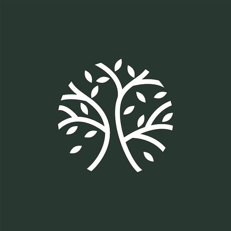 Tree vector icon nature tree vector illu... | Premium Vector #Freepik #vector #oak-logo #leaf-logo #pine-logo #plant-logo Pathway Logo Design, Circle Tree Logo, Logos With Trees, Minimal Tree Logo, Oak Leaf Logo, Tree Logo Design Ideas, Tree Logo Ideas, Tree Icon Logo, Tree Service Logo