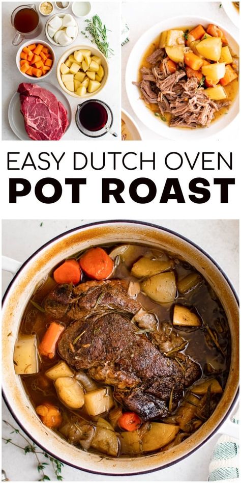 Roast In Dutch Oven, Pot Roast With Gravy, Roast With Gravy, Dutch Oven Pot Roast, Dutch Oven Beef, Oven Pot Roast, Winter Foods, Best Dutch Oven, Soup Chili