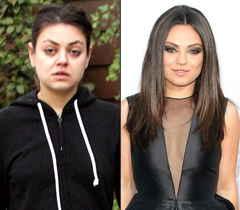 Mila Kunis Without Makeup, Ugly Photos, Before And After Makeup, Celebs Without Makeup, Dan Stevens, Kelly Osbourne, Celebrities Before And After, Power Of Makeup, Faith Hill