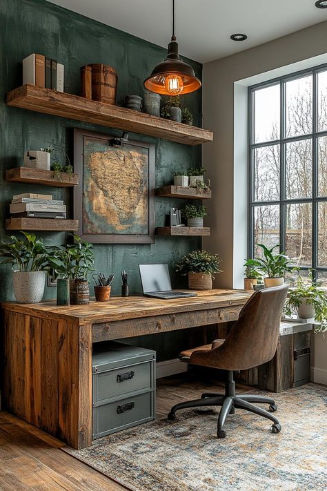 24+ Cozy Olive Green Apartment Inspirations Olive Green Apartment, Green Apartment Decor, Olive Green Decor, Masculine Home Office Ideas, Masculine Home Office, Masculine Home, Green Accent Walls, Green Apartment, Teak Wood Furniture