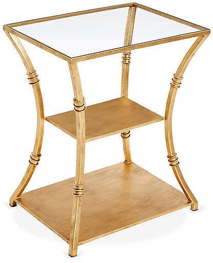 One Kings Lane Silas Side Table - Gold Gold And Silver Side Table, Bed Side Table Decor, Side Table Brass With Storage, Champagne Gold End Table, Gold Wire Side Table, Side Table Gold Z Shape, Mirror Side Table, Marble Top Side Table, Gold Side Table