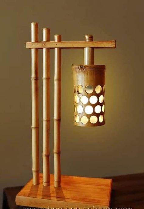 Lamp Design Ideas, Wooden Lamps Design, Bamboo Diy, Wood Lamp Design, Bamboo House Design, End Tables Diy, Bamboo Decor, Bamboo Light, Homemade Tables