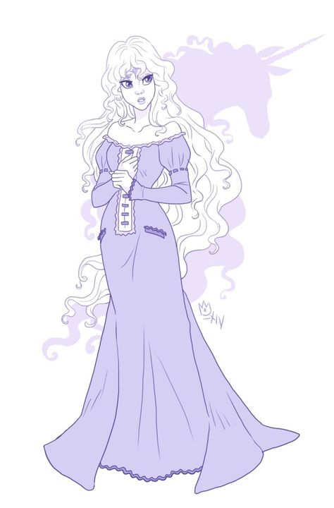 Lady Amalthea The Last Unicorn Amalthea Fanart, Amalthea The Last Unicorn Fanart, The Last Unicorn Human Form, Amalthea Aesthetic, Unicorn Oc Human, Unicorn Fanart, Amalthea The Last Unicorn, Unicorn Oc, Lady Amalthea