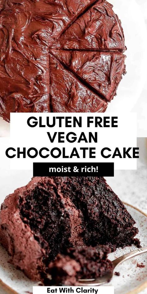 This is truly the BEST vegan gluten free chocolate cake. it's moist, rich, made in one bowl and finished with a dairy free chocolate buttercream frosting. This easy recipe is perfect for a vegan birthday party, celebration or just a delicious gluten free dessert. Vegan Gluten Free Chocolate Cake, Peanut Desserts, Dairy Free Birthday Cake, Vegan Gluten Free Cake, Gluten Free Birthday Cake, Vegan Chocolate Cake Recipe, Dairy Free Chocolate Cake, Vegan Birthday Cake, Vegan Gluten Free Desserts