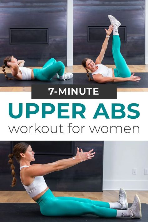 Target the upper abs with this fun and effective no equipment workout: the BEST upper ab exercises! The upper abs are the most visible part of the rectus abdominis, or the "six-pack" muscles in the abs! Follow along Upper And Lower Stomach Workout, Best At Home Ab Workout, Best Abdominal Exercises For Women, Abd Exercises For Women, Upper Core Exercises, Abs Workout Routines Videos, Daily Abs Workout For Women, Exercises For Upper Abdomen, Upper Abdomen Workout