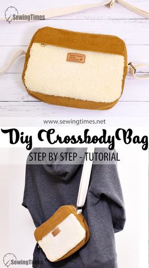 Sew A Handbag, Messenger Bag Patterns Sewing, Sewing Messenger Bag, Corduroy Bag Diy, Corduroy Crossbody Bag, Sewing Videos For Beginners, Sewing Crossbody Bag, Easy Sewing Bag, Diy Sac A Main