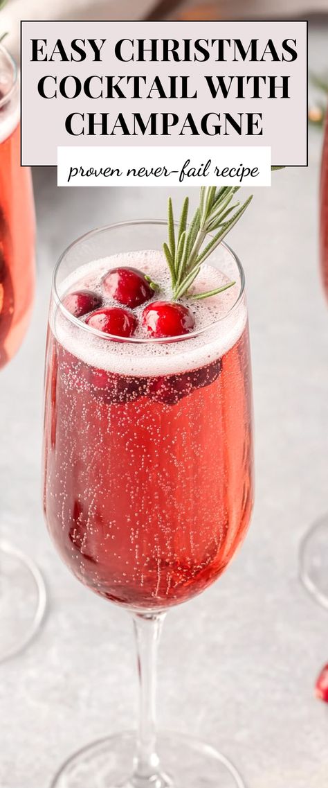 Image for Christmas Cocktail With Champagne Champagne Christmas Cocktail, Cocktail With Champagne, Easy Holiday Drinks, Christmas Cocktails Easy, Holiday Drinks Alcohol, Christmas Drinks Alcohol Recipes, Holiday Party Drinks, Christmas Party Drinks, Christmas Drinks Recipes