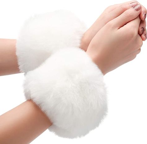 Fur Wrist Cuffs, Fur Cuffs, Girls Fur, Fur Headband, Fur Accessories, Wrist Warmers, Faux Fur Pom Pom, Winter Warmers, Wrist Cuffs