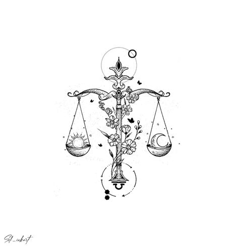 Libra Scale Tattoo, Balance Tattoo, Libra Art, Libra Tattoo, Scale Tattoo, Muster Tattoos, Tattoos Geometric, Zodiac Tattoos, Spine Tattoos