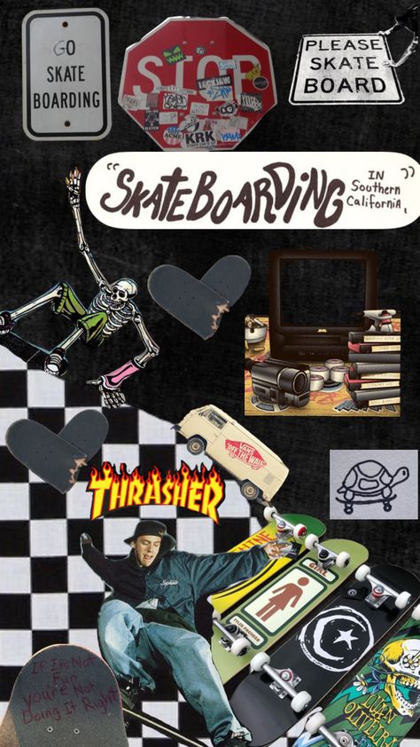 #skateboarding #skater #thrasher #checkered #vans #wallpaper #vibes #music #art Vintage Aesthetic Skateboard, Skater Backgrounds Aesthetic, Cool Skater Wallpaper, Skateboarding Aesthetic Wallpaper, Skate Board Aesthetic Wallpaper, Skateboard Aesthetic Wallpaper Iphone, Skater Vibes Wallpaper, Wallpaper Boys Iphone, Wallpaper Backgrounds Skater