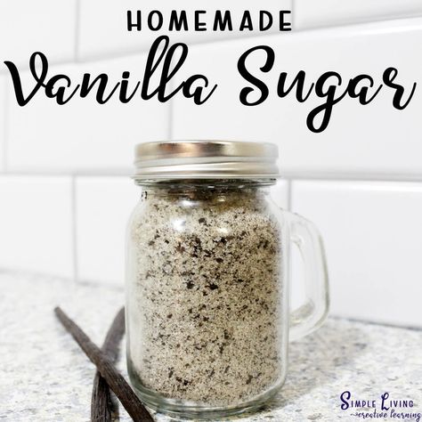 Homemade Vanilla Sugar - Simple Living. Creative Learning Vanilla Sugar Recipe Homemade, Homemade Finishing Salt, Homemade Vanilla Paste, Homemade Vanilla Sugar, How To Make Vanilla Sugar, Homemade Vanilla Bean Paste, Flavored Sugar Recipe, Vanilla Bean Paste Recipe, Finishing Sugar