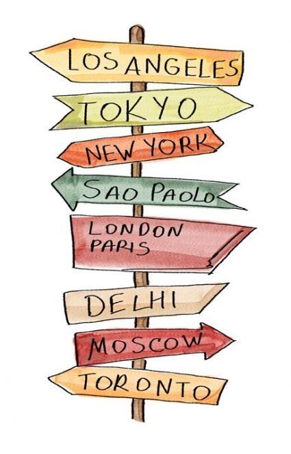 Travel Doodles, Wallpaper City, Travel Drawing, Travel Wallpaper, Sign Post, Travel Illustration, Travel Design, Smash Book, Mail Art