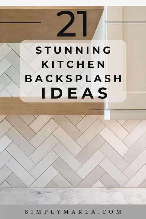 HEY EVERYONE! CHECK OUT 21 STUNNING KITCHEN BACKSPLASH IDEAS FOR YOU ALL! TRANSFORM YOUR KITCHEN WITH SOME UPGRADED BEAUTIFUL BACKSPLASH! WE HOPE YOU LOVE THIS POST! #WITHDARKCABINETS #WHITECABINETS #OAKCABINETS #BROWNCABINETS #GREYCABINETS #WOODCABINETS #PEELANDSTICK #BLUE #FARMHOUSE Herringbone Backsplash Oak Cabinets, Backsplash For Light Wood Cabinets, Kitchen Backsplash With Natural Cabinets, Fishbone Backsplash Kitchen, Kitchen Backsplash Ideas Maple Cabinets, Kitchen Backsplash With Light Wood, Aesthetic Kitchen Backsplash, Backsplash Ideas With Brown Cabinets, White Subway Tile Kitchen Backsplash Brown Granite