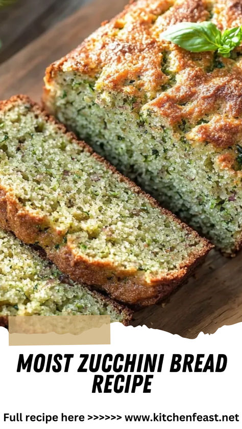 This moist zucchini bread recipe is a must-try! Easy to make and packed with flavor, it's the perfect treat for breakfast, snacks, or dessert. Save it now! Baking With Zucchini Desserts, Zucchini Nut Bread Recipe, Zuccinni Recipe Bread Easy, Zuchini Baking Recipes Healthy, Zuchini Baking Recipes Bread, Healthy Bread Recipes Homemade, Moist Zucchini Bread Recipes, Cake Mix Bread Recipes, Cucumber Bread Recipe