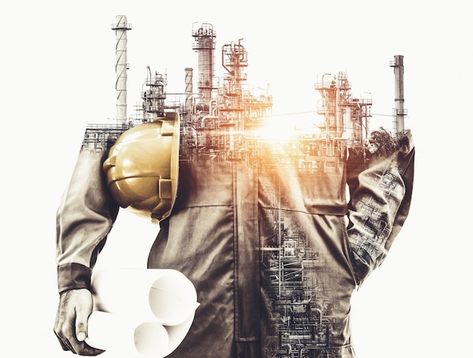 Future factory plant and energy industry... | Premium Photo #Freepik #photo #gas-industry #oil-refinery #oil-gas #refinery Ing Civil, Double Exposure Art, Water Well Drilling Rigs, Water Well Drilling, Oil Platform, The Better Man Project, Oil Refinery, Energy Industry, Oil Industry