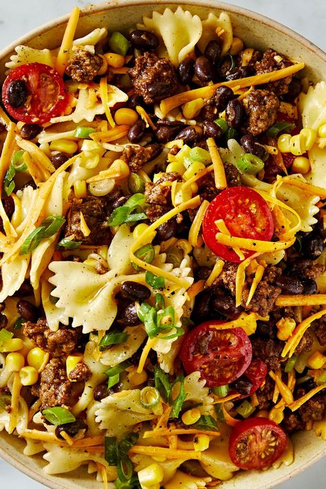 Cowboy Pasta Salad Cowboy Pasta Salad, Cowboy Pasta, Tex Mex Salad, Greek Orzo Salad, Enchilada Casserole, Bowtie Pasta, Taco Salad, Hand Pies, Cheese Pasta