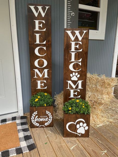 Welcome Sign Planter, Welcome Sign Porch, Porch Planter, Porch Flowers, Porch Planters, Entryway Signs, Homeowner Gift, Welcome Board, Door Signs Diy