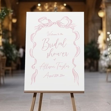 $50.55 | Pink Hand Drawn Bow bridal shower welcome sign - custom bridal shower welcome sign, sweet hand drawn ribbon bow, elegant modern typography, romantic handwritten script, unique fun trendy whimsical, casual elegance coquette bow, quirky doodle scribble illustrations, tie the knot bridal shower, simple spring summer wedding, soft pastel dusty blush pink Pink Bridal Shower Sign, Bow Welcome Sign, Pink Bow Bridal Shower Theme, She’s Tying The Knot Bridal Shower Theme, Simple Bridal Shower Decor, Pink Bridal Shower Decor, Couples Shower Sign, Welcome To Bridal Shower Sign, Unique Bridal Shower Ideas