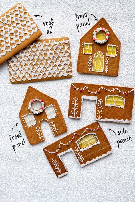 Follow my easy Gingerbread House recipe and extensive tips to bake, construct and decorate your own festive gingerbread house every Christmas #gingerbreadhouse Cabin Gingerbread House, Make Gingerbread House, Gingerbread House Icing, Easy Gingerbread House, Homemade Gingerbread House, Easy Gingerbread Cookies, Cool Gingerbread Houses, Gingerbread House Recipe, Easy Gingerbread