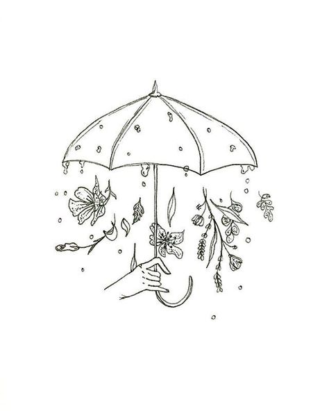 Raining Flowers, Rain Tattoo, Flower Umbrella, Umbrella Tattoo, Storm Tattoo, Umbrella Drawing, Theme Tattoo, No Rain, Dream Tattoos