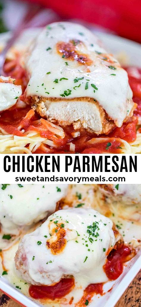 Crispy Chicken Parmesan Recipe, Crispy Chicken Parmesan, Baking Chicken, Flexitarian Recipes, Savory Meals, Homemade Tomato Sauce, Chicken Dinners, Homemade Dinner, Best Chicken Recipes