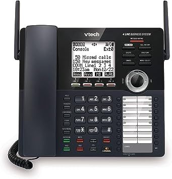 VTech AM18447 Main Console 4-Line Expandable Small Business Office Phone System with Answering Machine, Intercom, Auto Attendant & Music on Hold , Black Small Business Office, Answering Machine, Call Forwarding, Voip Phone, Wireless Routers, Cordless Phone, Caller Id, Phone Service, Business Systems