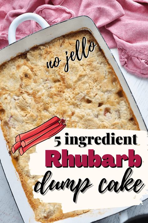 If you have never tried rhubarb before, this is the recipe to try! Sweet, tart, buttery and super simple. 5 minutes prep and 5 ingredients! A must make Rhubarb Dump Cake, also called Rhubarb Lazy Cake. Recipe via @thefreshcooky Cake Mix Rhubarb Recipes, Rhubarb Dump Cake Recipes Without Jello, Rubarbe Dump Cake, Rhubarb Lemon Cake, Rhubarb Dump Cake Without Jello, Strawberry Rhubarb Dump Cake Recipes, Rhubarb Dump Cake With Jello, Rhubarb Jello Cake, Lazy Cake Recipe