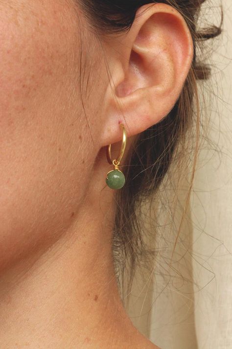 November Birthstone Jewelry, Jade Charm, Simple Hoop Earrings, Small Gold Hoops, Citrine Earrings, Gold Filled Hoops, Jade Earrings, Moonstone Earrings, Jade Jewelry