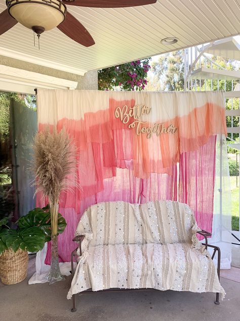 #diy #photobackdrop #photos #engagementparty #engaged #diybackdrop #party #diypartydecor #engagementphotos #backdropideas  #backdropphotobooths #wedding #weddingbackdrop #cheesecloth #cheeseclothbackdrop Cheesecloth Backdrop, Women Conference Themes, Tulle Backdrop, Prom Planning, Party Photo Backdrop, Diy Photo Backdrop, Party Photography, Diy Backdrop, Patchwork Fabric