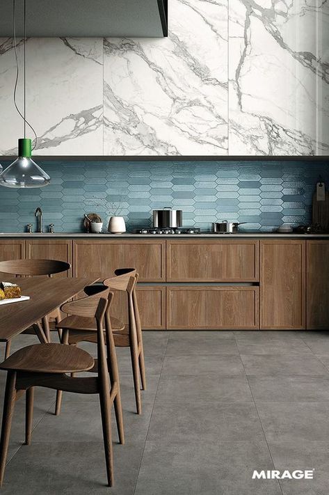 Kitchen Credenza, Kitchen Blue, Backsplash Tiles, Kitchen Design Trends, Interior Kitchen, Hus Inspiration, Kitchen Trends, Design Kitchen, Küchen Design