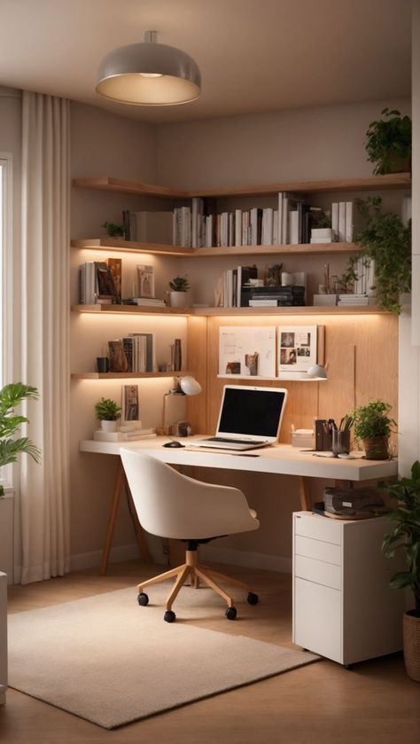 [Sponsored] 17 Essential Small Home Office Inspiration Recommendations To Save This Winter #smallhomeofficeinspiration Små Rum Lidt Plads, تصميم الطاولة, تصميم داخلي فاخر, Cozy Home Office, Small Home Offices, Office Guest Room, 아파트 인테리어, Small Home Office, Home Office Setup