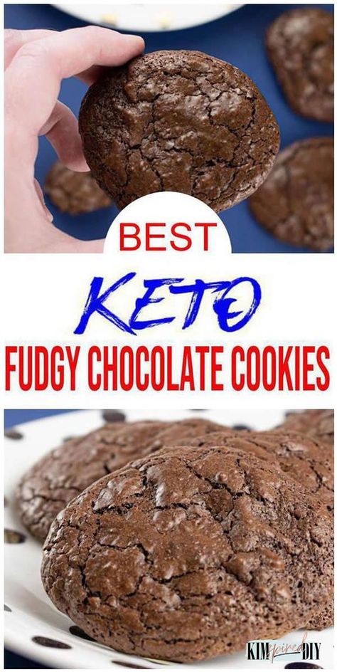 Your NEW favorite 7 ingredient chocolate fudge brownie cookies are right here! Easy homemade low carb fudgy brownie cookies that are sugar free. Gluten free cookies w/ almond flour to please any crowd. Make for Halloween, Thanksgiving or Christmas. Perfect Fall cookies for quick desserts, snacks or treats. Make these low carb 7 ingredient fudge brownie cookies today. For more low carb keto recipes see KimspiredDIY Fudge Brownie Cookies, Keto Chocolate Fudge, Best Keto Cookies, Galletas Keto, 1000 Calorie, Chocolate Brownie Cookies, Keto Cookie Recipes, Breakfast Low Carb, Postre Keto