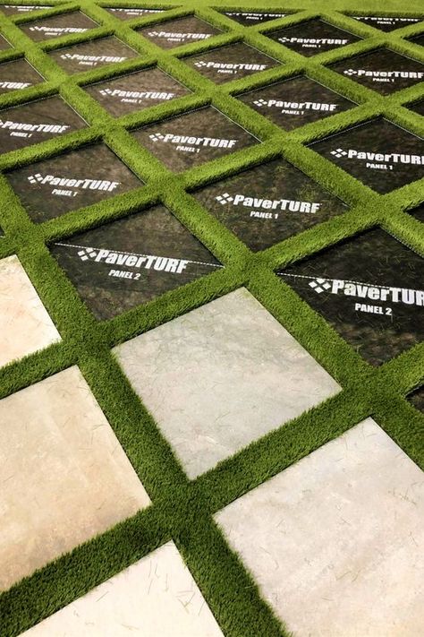 PaverTurf makes for easier installs of artificial grass and paver walkways, patios, pool decks and driveways in half the time. Turf Backyard, Pavers Backyard, Paver Walkway, Synthetic Turf, Backyard Remodel, Backyard Inspiration, Artificial Turf, Paver Patio, Backyard Makeover