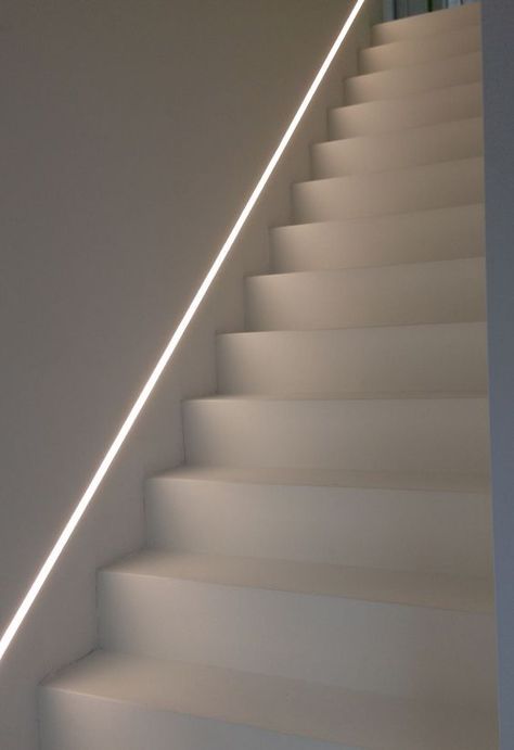 inspiration zone : Photo Staircase Lighting Ideas, Stairs Lighting, Led Stair Lights, درج السلم, Stairway Lighting, Stair Lights, Stairway Design, Stairs Design Modern, Staircase Lighting