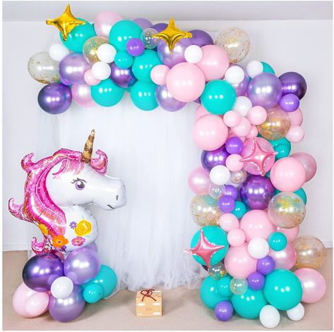 Unicorn Balloon Arch, Balloon Arch Diy, Unicorn Birthday Decorations, Unicorn Birthday Party Decorations, Unicorn Themed Birthday Party, Unicorn Balloon, Unicorn Party Supplies, Unicorn Party Decorations, Purple Balloons