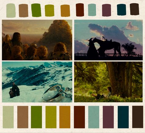 Fantasy Aesthetic Color Palette, Rivendell Color Palette, Lord Of The Rings Colour Palette, Narnia Color Palette, The Hobbit Color Palette, Hobbit Colour Palette, Fantasy Color Palette Concept Art, Lord Of The Rings Wedding Colors, Fantasy Color Pallete