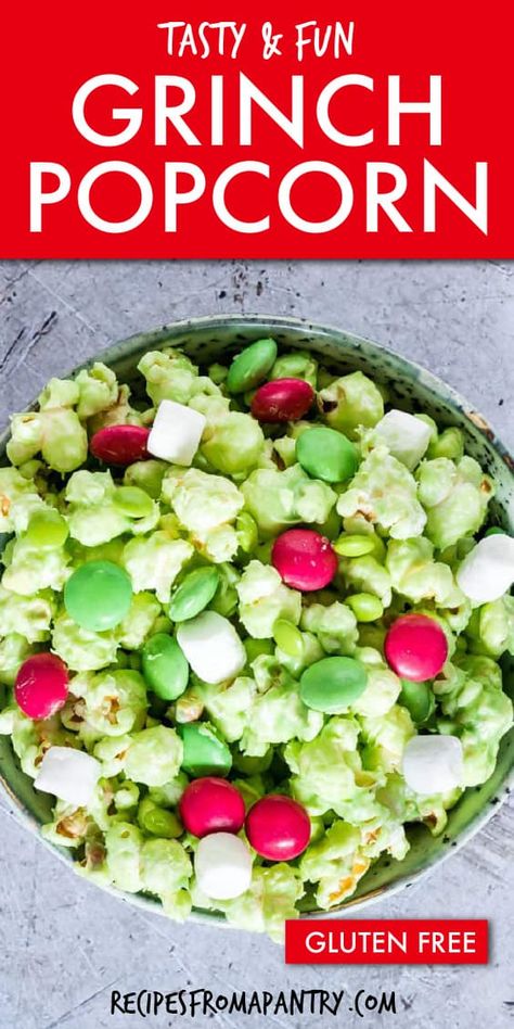 Grinch Christmas Treats, Grinch Snack, Grinch Popcorn, Green Popcorn, Christmas Party Snacks, Grinch Movie, Christmas Popcorn, The Grinch Movie, Grinch Christmas Party