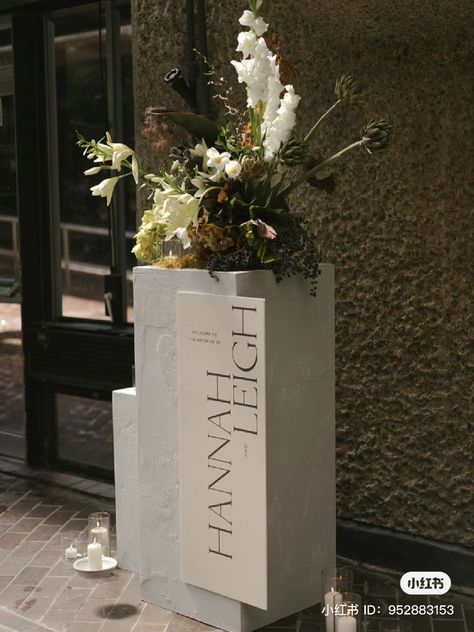 Smilax Table Runner, Concrete Wedding Decor, Welcome Sign With Flowers, Hannah Leigh, Barbican Conservatory, Column Ideas, Ethereal Garden, Wedding Ceremony Setup, Conservatory Wedding