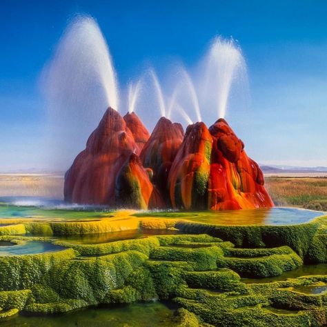 Fly Geyser, Nevada Fly Geyser Nevada, Lake Retba, Map Monde, Lake Hillier, Fly Geyser, Unique Destinations, Places Worth Visiting, Tunnel Of Love, Iguazu Falls