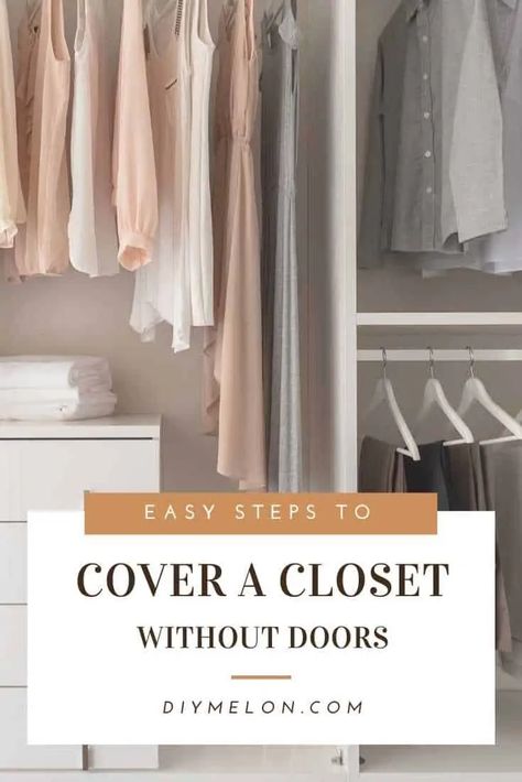 Curtain Covered Wardrobe, How To Close Off An Open Closet, How To Hide Open Closet, How To Hide An Open Closet, Closet Covers Ideas, Curtains For Wardrobe Doors, Taking Doors Off Closet, Remove Doors From Closet, Best Closet Doors Small Spaces