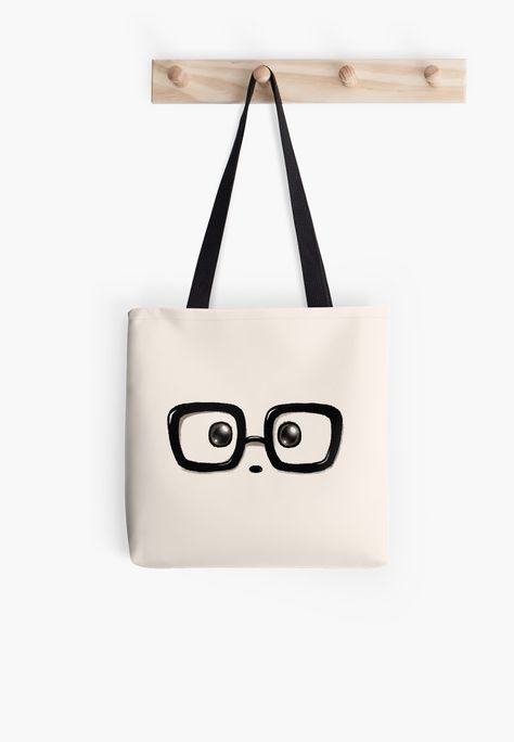 Panda And Polar Bear, Diy Tote Bag Design, Desain Merek, White Glasses, Sacs Tote Bags, Canvas Bag Design, Panda Eyes, Sac Diy, Handpainted Bags