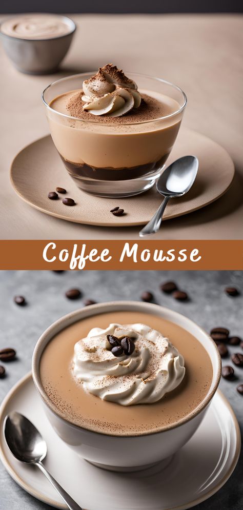 Coffee Mousse | Cheff Recipes Mocha Cream Filling, Coffee Mug Desserts, Coffee Recipes Baking, Coffee Flavor Desserts, Dessert In Wine Glasses, Christmas Desserts Mousse, Coffee Jello Desserts, Coffee Mouse Desert, Chocolate Mousse Dessert Ideas