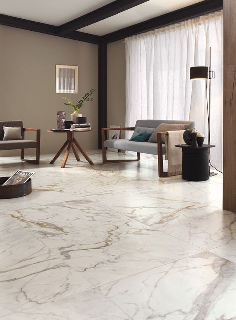 Porcelain stoneware flooring with #marble effect BISTROT by Ragno @marazzitile Marble Floor Living Room, Luxury Marble Flooring, Ceramic Floor Tiles Living Room, Room Tiles Design, Chic Living Room Design, Marble Living Room, Italian Marble Flooring, Living Room Marble, Floor Tiles Design