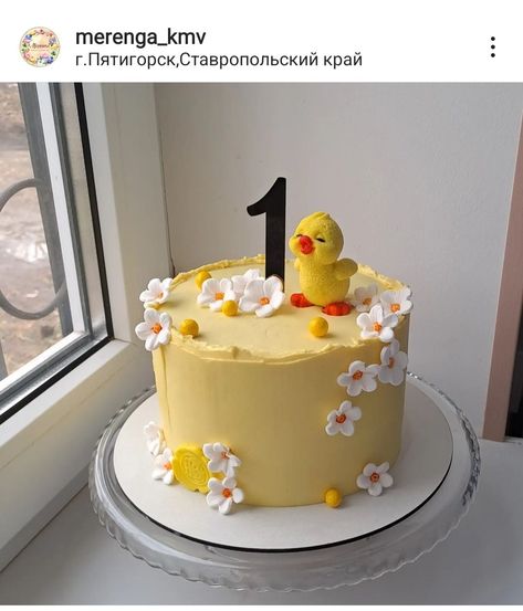 Chicken Cake, Duck Cake, Baby First Birthday Cake, Unique Birthday Cakes, Duck Birthday, 1st Birthday Cakes, Baby Birthday Cakes, Cute Birthday Cakes, Easter Cakes