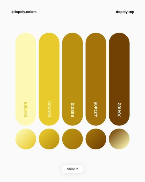 Birthday Color Schemes, Gold Color Hex, Different Shades Of Gold, Gold Colour Scheme, Gold Hex, Flat Color Palette, Color Theory Art, Gold Design Background, Gradient Color Design