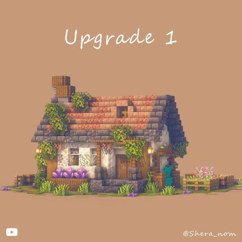 Mincraft Idea Houses Starter, Basic Mc House, Minecraft Basic House Ideas, Aesthetic Minecraft Village Houses, Minecraft Cottage Starter House, Basic Starter House Minecraft, Minecraft House Upgrade, Minecraft Villagers House Ideas, Minecraft Houses Basic