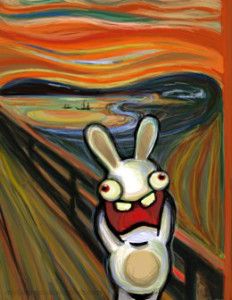 I have been asked to answer the following question: How has Munch’s ‘Scream’ image been used/appropriated and how does this change the meaning? I started by looking into the image��… Scream Parody, Rabbids Invasion, Le Cri, The Scream, Edvard Munch, Art Parody, Famous Art, White Rabbit, Rabbits