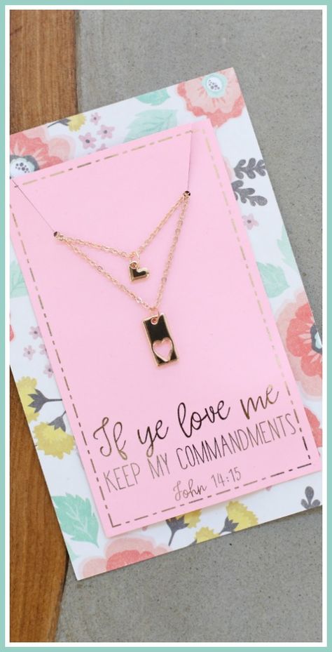 Necklace Packaging Ideas Diy, Pendant Packaging, Christmas Vinyl Projects, Keep My Commandments, Craft Room Organization Diy, Lds Gifts, Diy Wedding On A Budget, Hanging Craft Ideas, Construction Paper Crafts