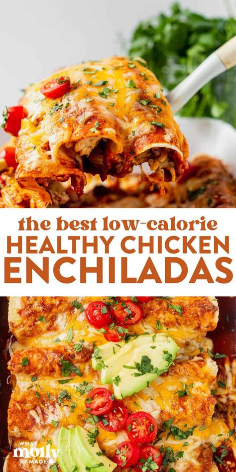 Healthy Chicken Enchiladas Healthy Enchilada Recipe, Chicken In A Skillet, Easy Healthy Chicken, Healthy Chicken Enchiladas, Enchiladas Healthy, Low Calorie Chicken, Oven Top, Hidden Vegetables, Easy Enchiladas